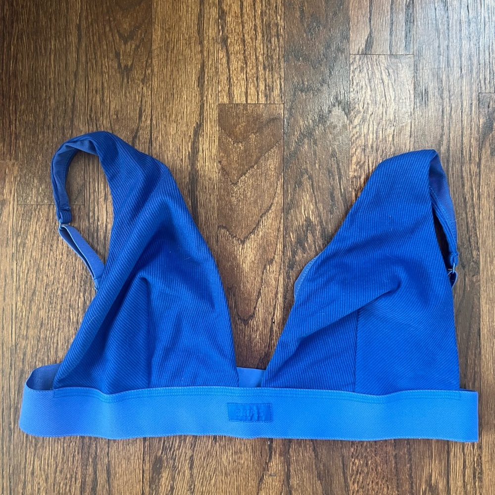 SKIMS Cotton Plunge Bralette Size 3X in Cobalt NWT
